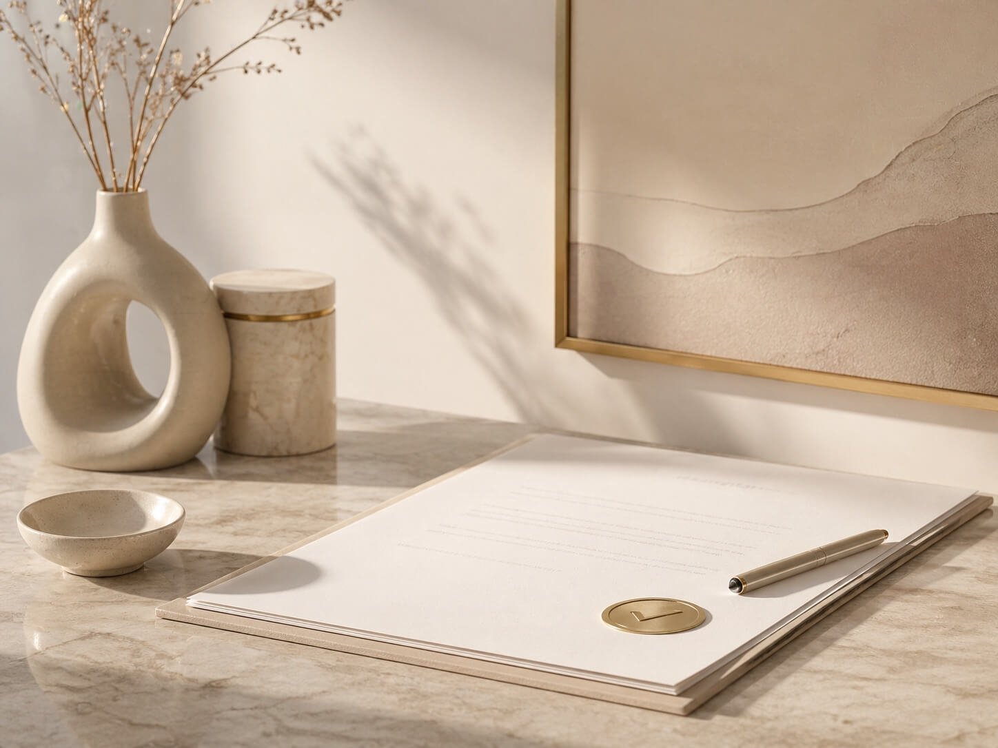 Terms and conditions document visual in a warm minimalist interior for Wallora South Africa